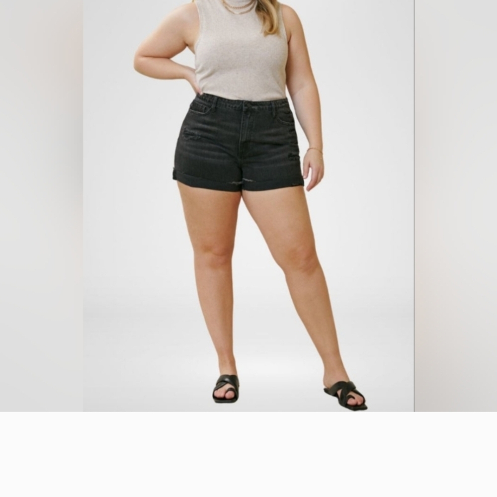 KanCan Black Jean Shorts High-Waisted Distressed